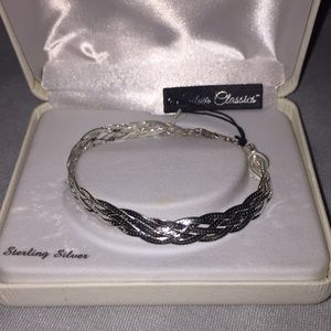 Platinum over Sterling Silver Twist Bangle